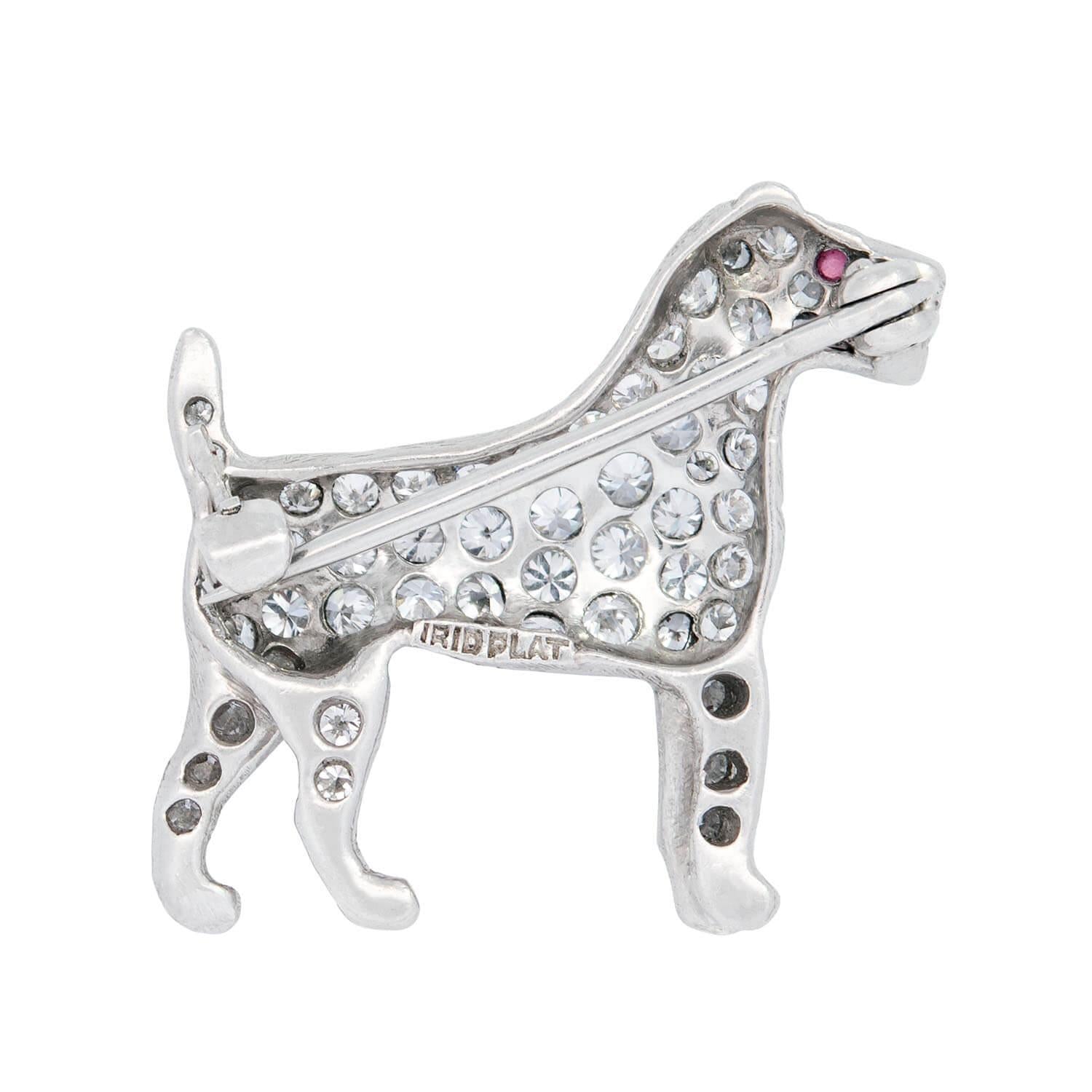 Vintage Tiffany & Co. Art Deco Platinum Diamond Ruby Dog Brooch Pin - Luxury Collectible Jewelry for Special Occasions & Gift Giving