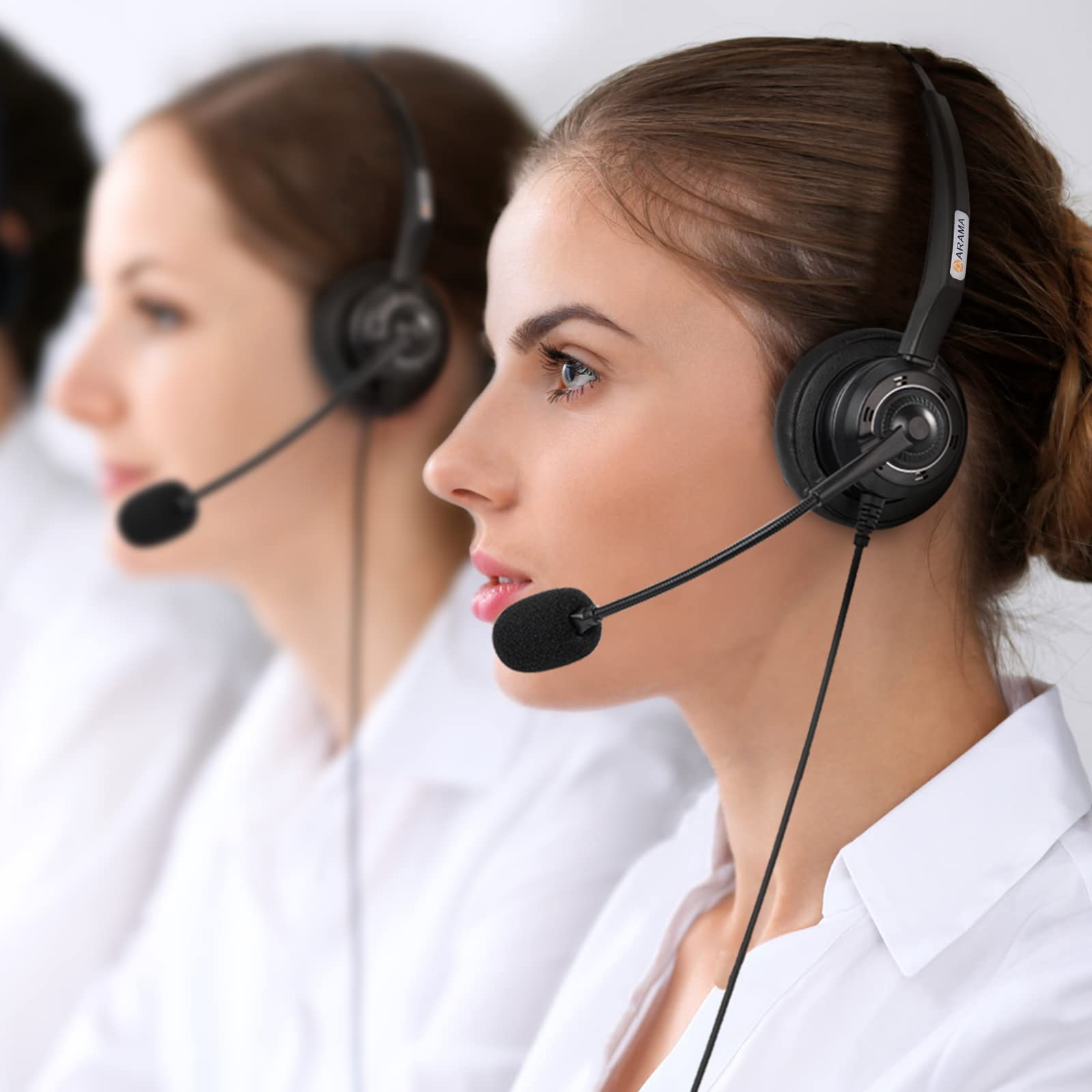 Polycom VoIP Headset with Noise Cancelling Microphone & Mute Button - Compatible with ShoreTel 230, NEC Allworx, Polycom VVX401/VVX411 - Mono Corded Office Headset for Clear Business Calls & Remote Work