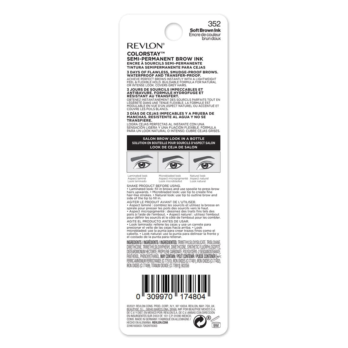 Revlon Colorstay Semi-Permanent Brow Ink - Soft Brown 351 | Long-Lasting Eyebrow Tint for Natural-Looking Brows | Perfect for Daily Makeup & Special Occasions