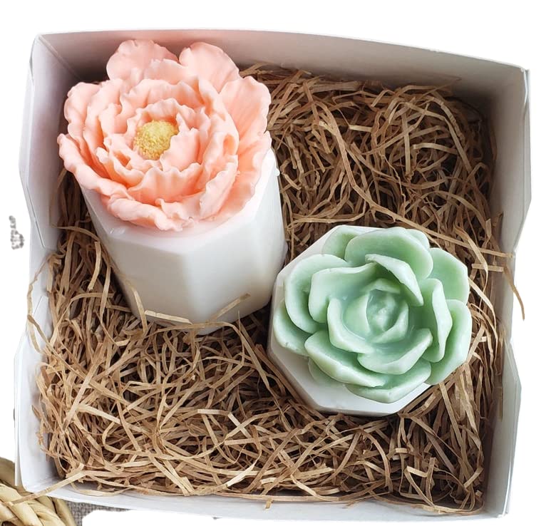 Orange Flower Pot Honeysuckle Soap Set - Handmade Succulent Gift Box for Women | Birthday, Friendship & Care Package | Perfect for Home Decor, Spa Day & Thoughtful Gifting