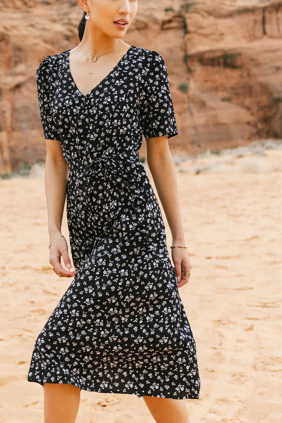 Meara Floral Print Summer Dress for Women - Elegant Boho Maxi Dress with Pockets | Perfect for Beach Vacation, Wedding Guest, or Casual Outings