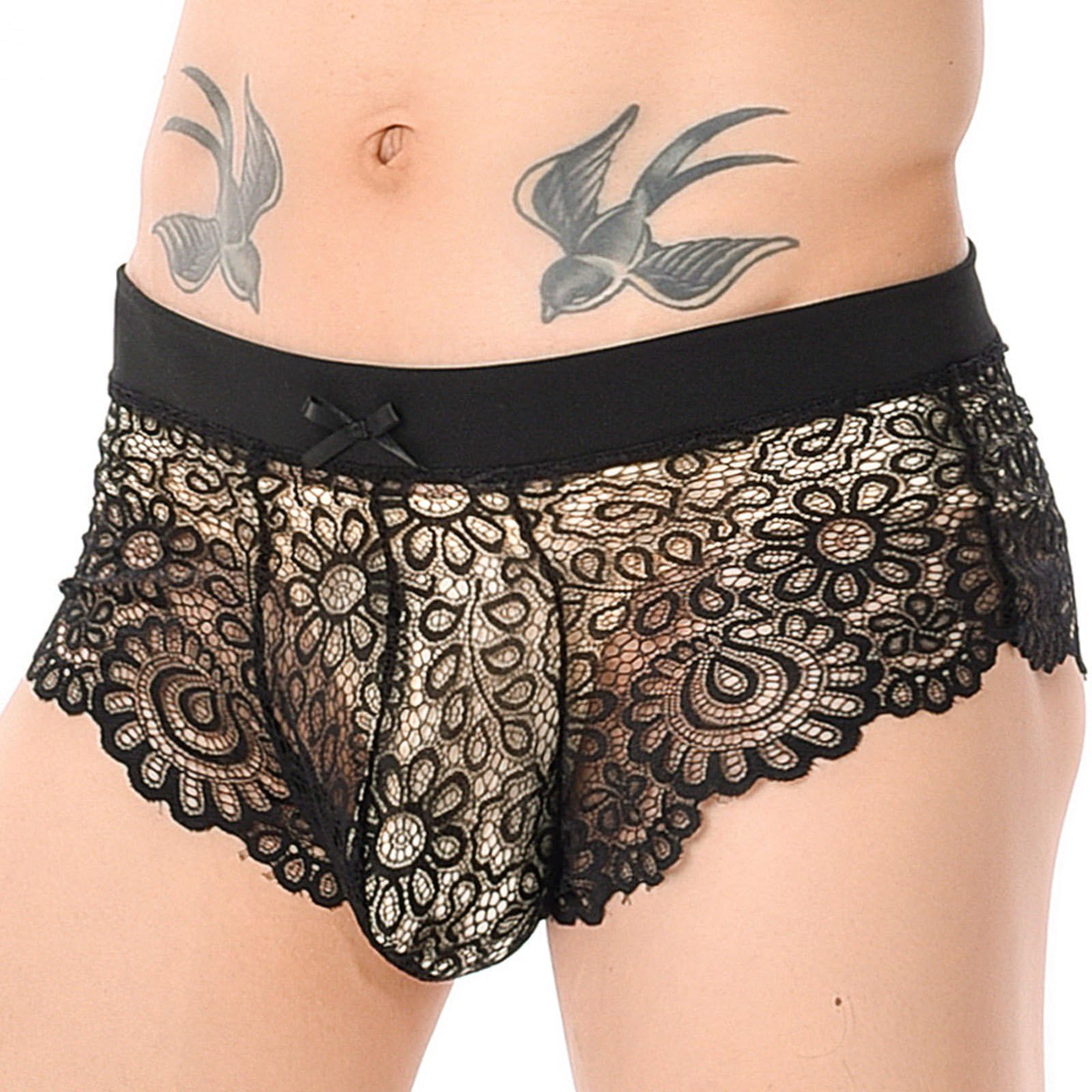 Men's Sexy Lingerie Set - Black Thong Underwear for Crossdressing & Roleplay