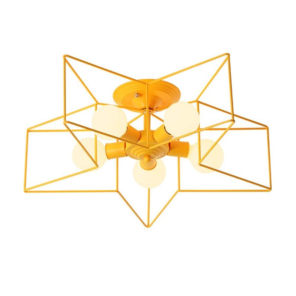 KWOKING 5-Light Flush Mount Ceiling Fixture - Modern Industrial Star Design for Bedroom, Hallway & Living Room - Energy Efficient LED Lighting for Home Decor | Perfect for Kids Rooms, Nursery & Modern Interiors