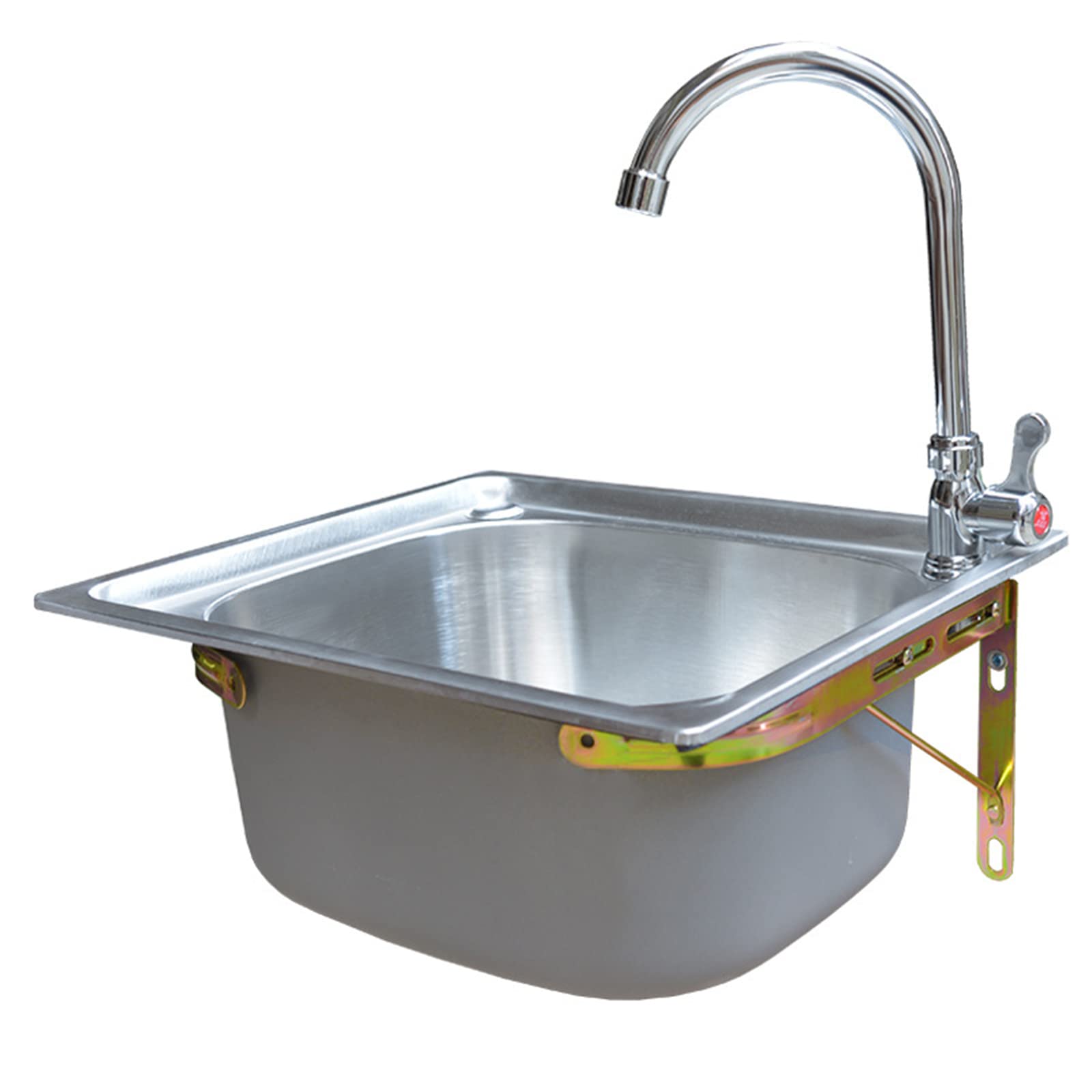 Stainless Steel Commercial Utility Sink - Single Bowl Wall Mount Kitchen Sink with Strainer & Faucet | Heavy Duty Restaurant, Bar, Store Sink | Ideal for Food Prep, Dishwashing & Janitorial Use