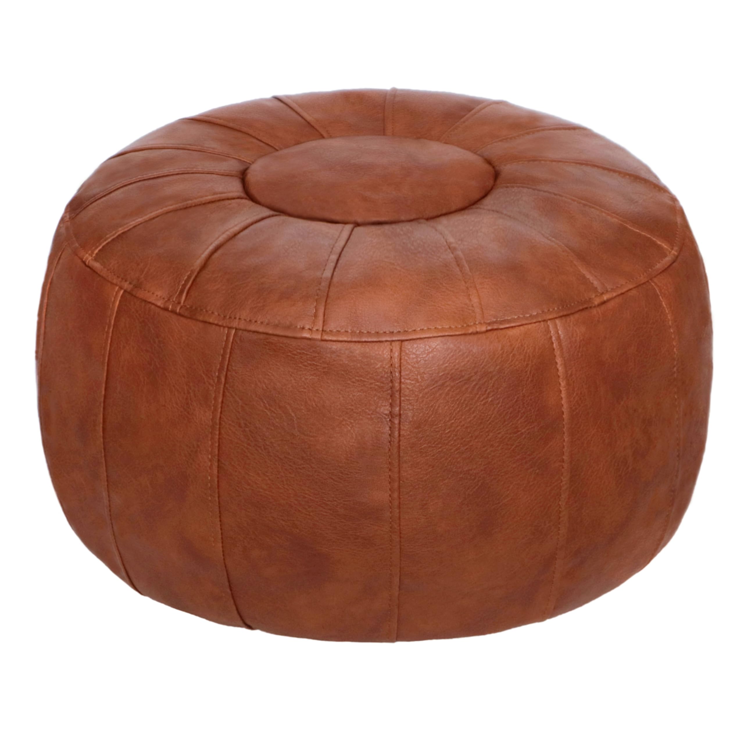 Thgonwid Moroccan Ottoman Pouf Cover - Unstuffed Footstool Storage Solution, Bean Bag Chair & Foot Rest in Brown | Perfect for Living Room, Bedroom & Boho Decor