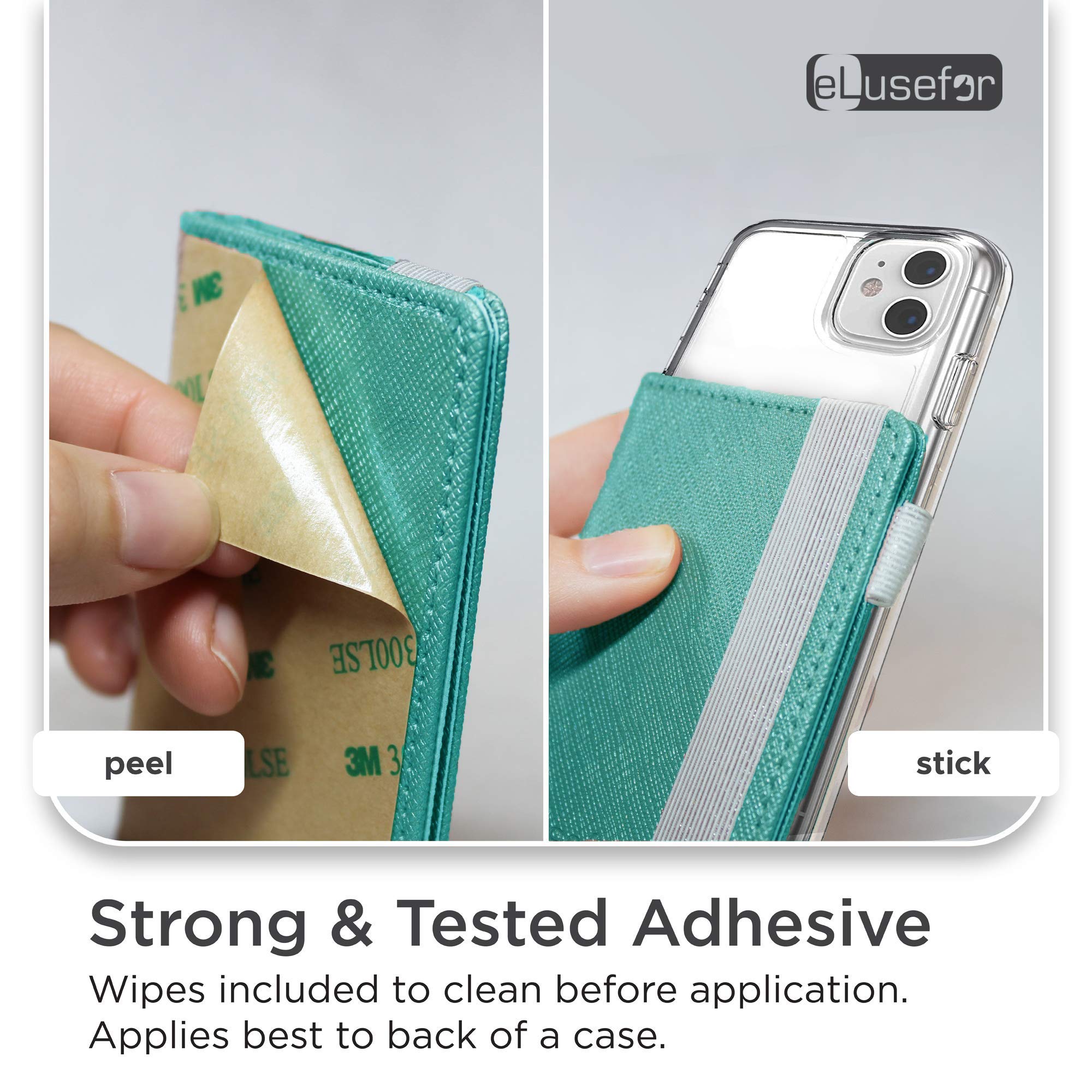 Stick-On Phone Wallet for iPhone & Android | 6-Card Holder with Stand - Waterproof & Travel-Friendly - Turquoise for Daily Use