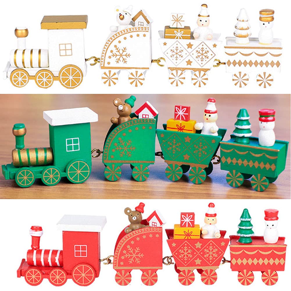 3 Packs Wooden Christmas Train Decor Set - Holiday Snow Train Ornaments for Kids, Table Fireplace Window Decorations, Party Games & Home Decor Props | Perfect for Christmas Tree, Gift Exchange & Festive Home Styling