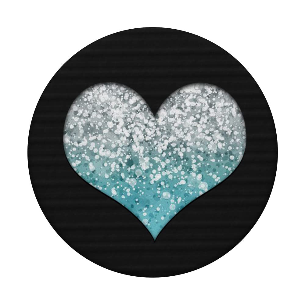 Light Blue Pattern Heart Phone Grip for Girls & Kids - Black Adhesive PopGrip by PopSockets - Perfect for School, Travel, and Everyday Use