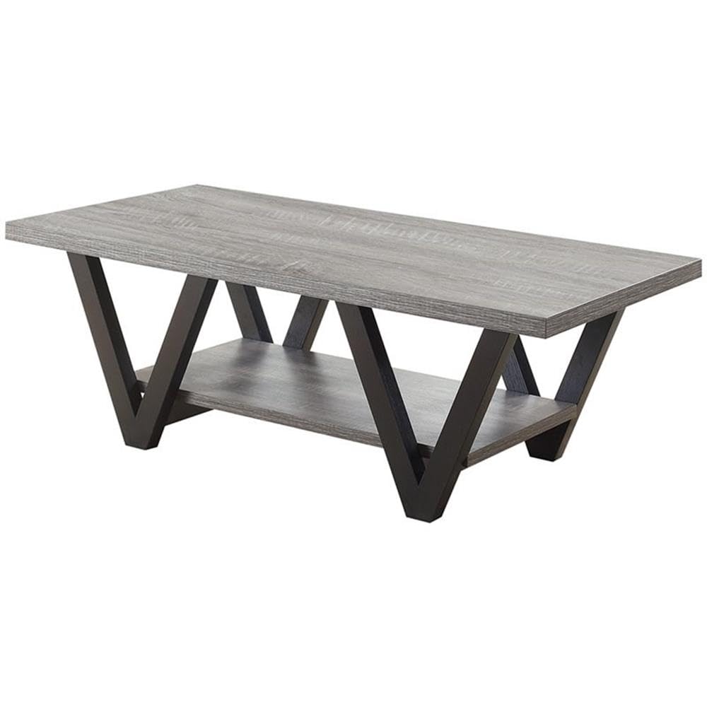 Pemberly Row V-Shaped Coffee Table - Modern Gray & Black Accent Table for Living Room | Perfect for Small Spaces, Home Decor & Stylish Furniture