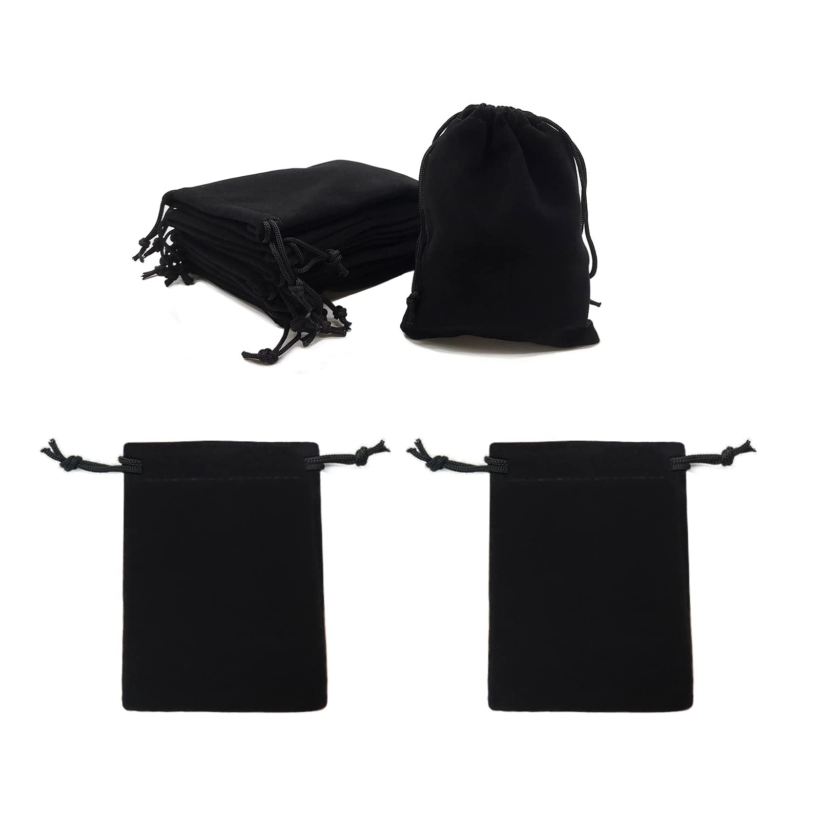 Premium Black Velvet Drawstring Jewelry Pouch - Small Velvet Gift Bags for Earrings, Bracelets & Necklaces - Perfect for Wedding Favors, Baby Showers, Party Gifts & Candy Storage