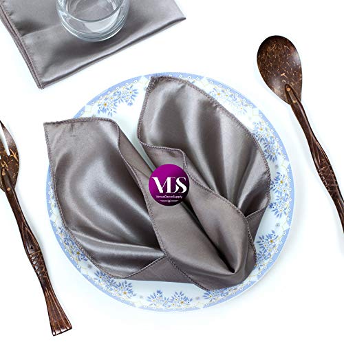 Premium 20x20 Inch Silver Gray Satin Table Napkins - Elegant Wedding & Party Dinner Napkins (Pack of 125) - Perfect for Formal Events, Banquets, and Special Occasions