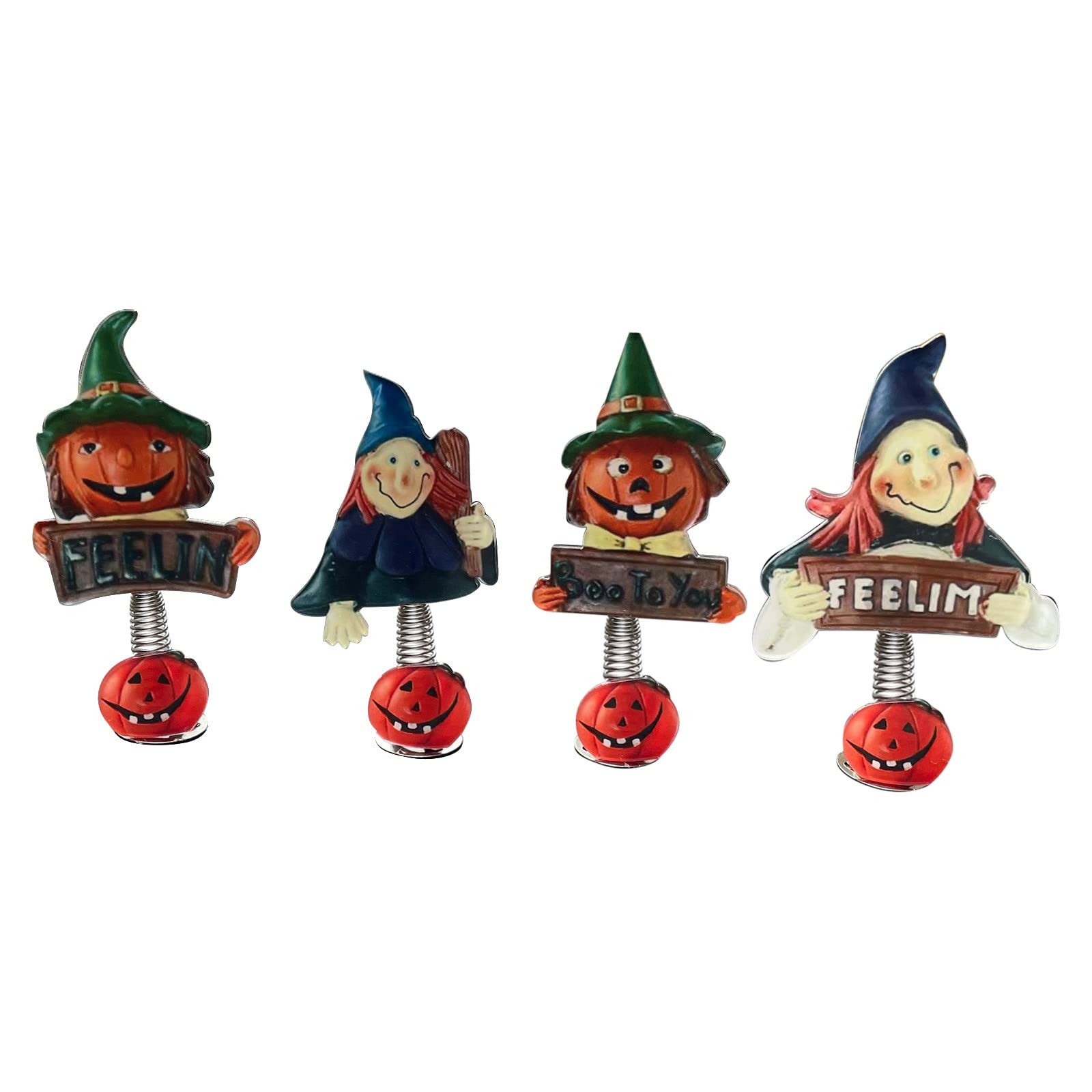 Vintage Halloween Decorations - Witch Pumpkin Car Spring Shaker Acrylic Ornament for Halloween Party, Home, Office & Outdoor Decor | Holiday Supplies & Spooky Decor Ideas