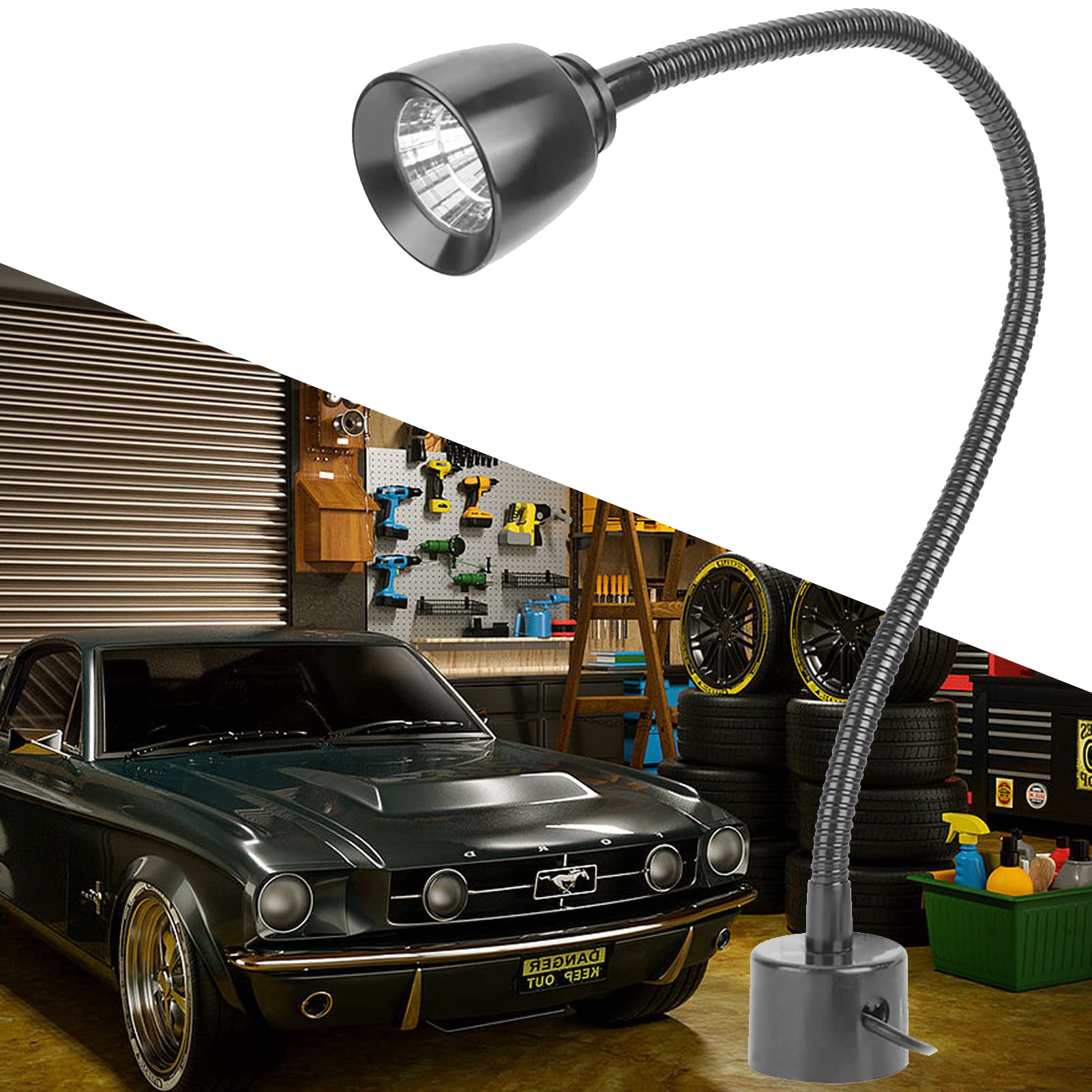 7W LED Machine Tool Lamp with Magnetic Base - Durable Metal LED Work Light, Adjustable Gooseneck Desk Lamp for Workbench, Reading, Headboard & Punching Machine | Perfect for Workshops, Garages & Home DIY Projects