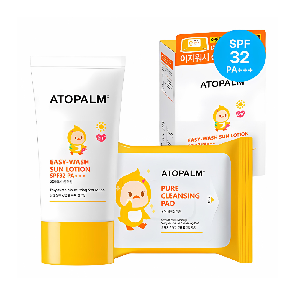 Atopalm Easy Wash Sun Lotion SPF30+ 60ml - Gentle Moisturizing Sunscreen for Sensitive Skin - Perfect for Daily Face & Body Protection, Outdoor Activities & Travel