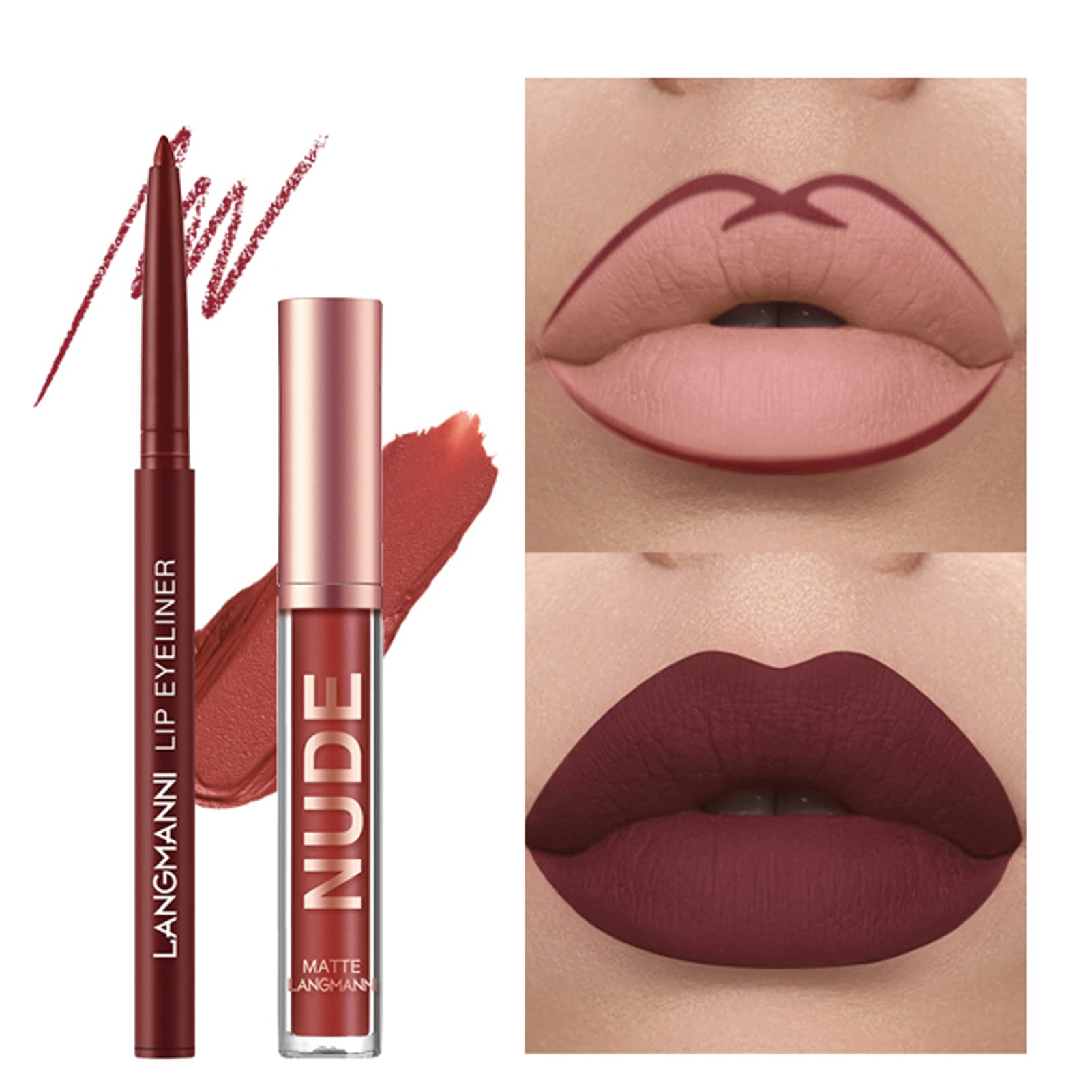 Petansy 12Pcs Lip Liner & Lipstick Set - 6 Matte Liquid Lipsticks + 6 Nude Lip Liners, Waterproof Long-Lasting Lip Makeup Kit for Women | Perfect for Daily Wear, Parties & Special Occasions