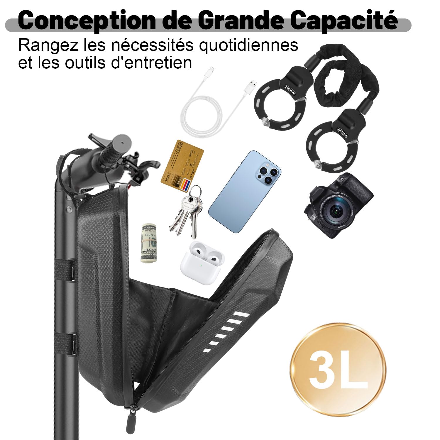 Electric Scooter Anti-Theft Lock - Secure U-Lock with Scooter Bag for Segway, Ninebot, Xiaomi, NIU - Perfect for Urban Commuting & Last-Mile Transportation