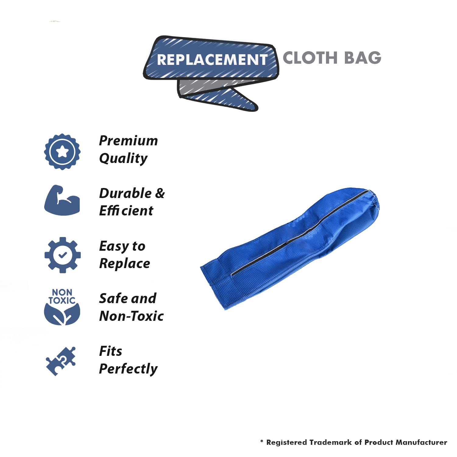 Original Kirby Vacuum Cleaner Replacement Blue Zipper Cloth Bag Part #190079 - Compatible with Kirby Models | Durable Dust Collection for Home Cleaning