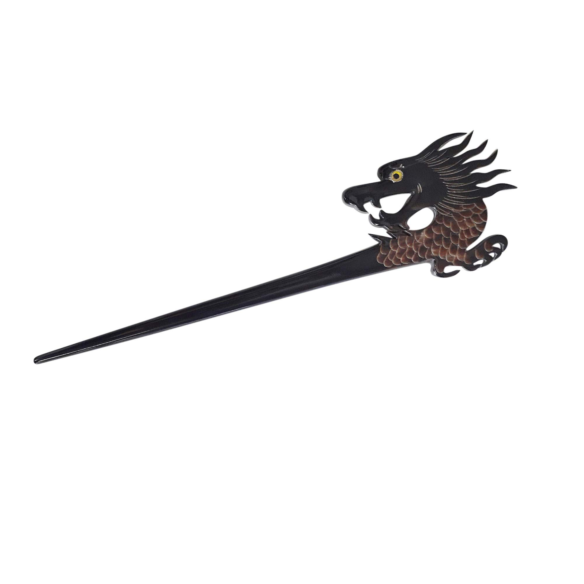 Marycrafts Handmade Horn Dragon Hair Stick - Elegant Hair Accessory for Women with Long Hair, Perfect for Buns, Updos & Braids - Great for Weddings, Parties & Daily Styling