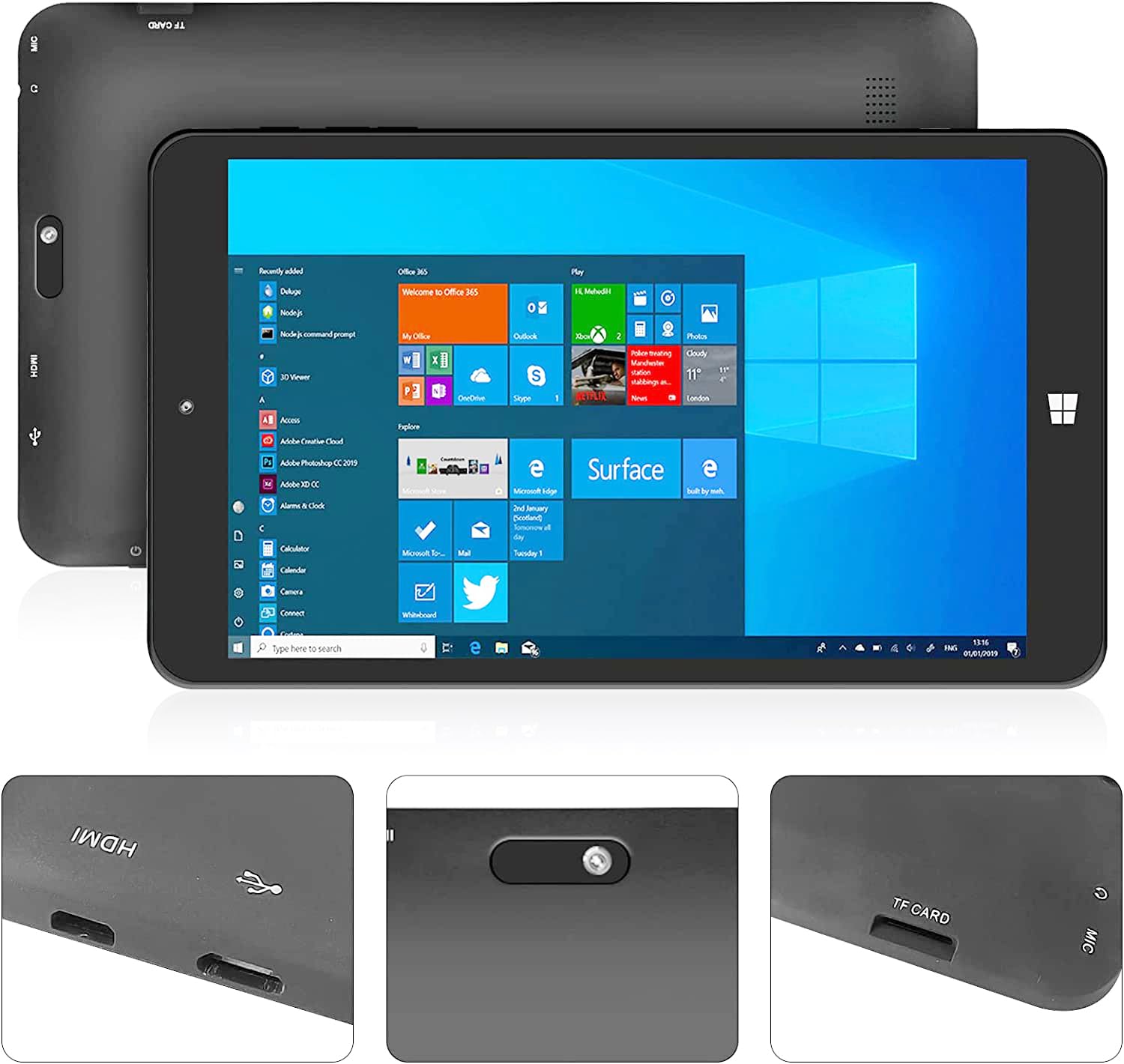 SZTPS® 8 Inch Windows Tablet - 4GB RAM 64GB ROM Intel Windows 10 Mini PC with Touchscreen HD 1280x800 IPS Display | Portable for Work, Travel & Entertainment