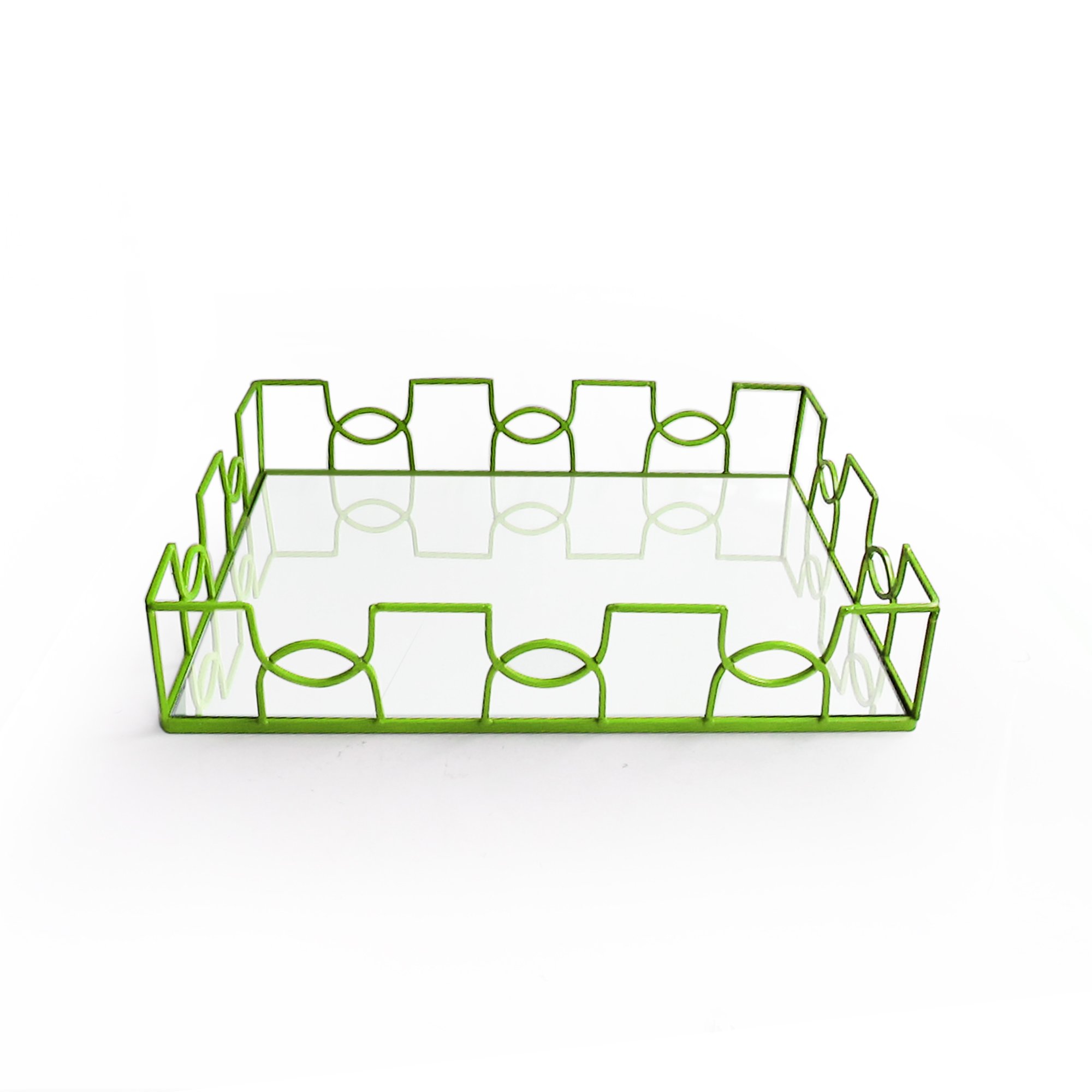 Green Rectangle Mirror Tray - Elegant Home Decor for Vanity & Entryway