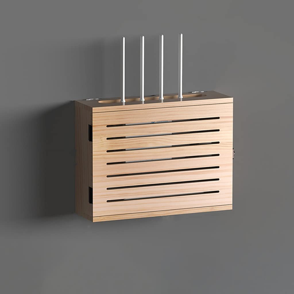 Wireless Router Shelf - Wall Mounted WiFi Router Organizer with Storage for Living Room, Set Top Box, Decorative Storage - Easy to Install for Home & Office Network Setup