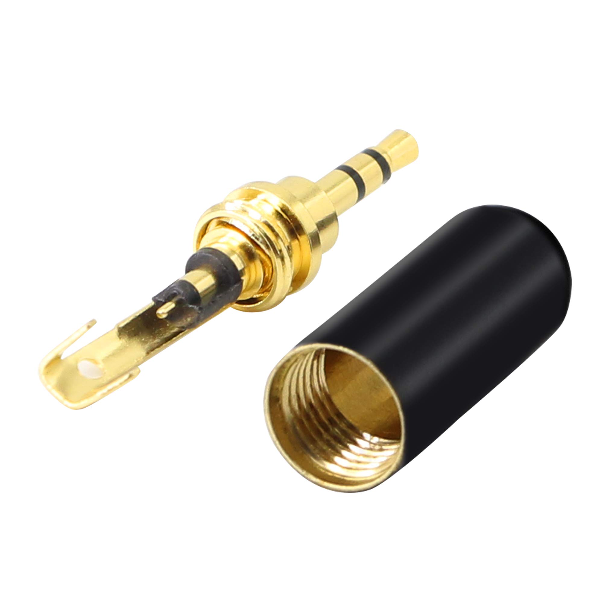 2.5mm Gold Plated Audio Solder Plug - 3 Pole DIY Replacement Terminal Connector for Stereo Headphone Repair (2-Pack) | Perfect for DIY Audio Cable Fixing & Headphone Jack Replacement