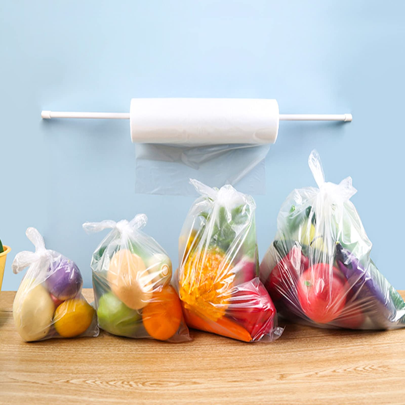 OausTect 14x20 Inch Plastic Produce Bags Roll - 350 Large Food Storage Bags for Bread, Fruits & Vegetables - 6 Rolls - Perfect for Grocery Shopping, Meal Prep & Kitchen Organization
