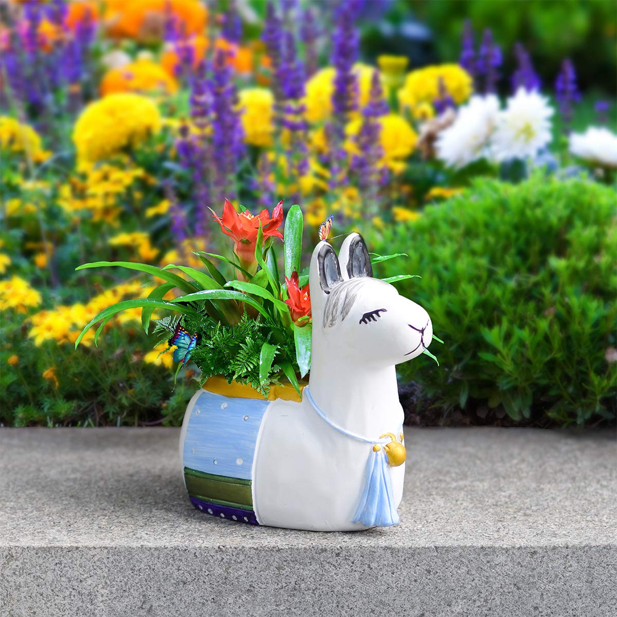 Eco-Friendly Alpaca Shaped Resin Succulent Planter with Drainage Hole - Cute Cartoon Animal Air Plant Vase for Indoor Decor, Office Desk, Living Room & Gift Ideas