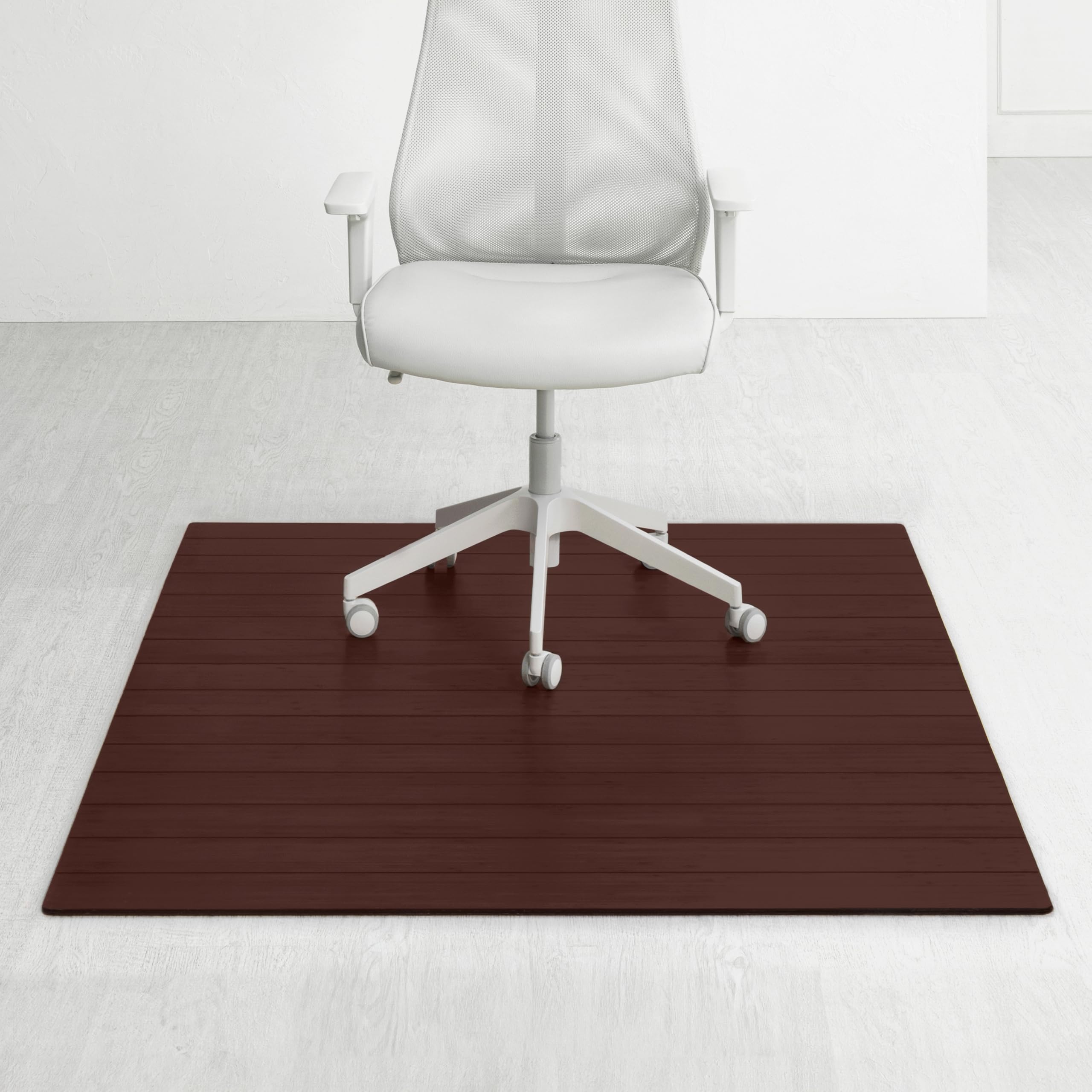 Premium Bamboo Chair Mat for Hardwood Floors - 8mm Thick Anti-Slip Office Chair Mat - Heavy Duty Home & Office Floor Protector - Perfect for Workspaces, Gaming Rooms, and Home Offices