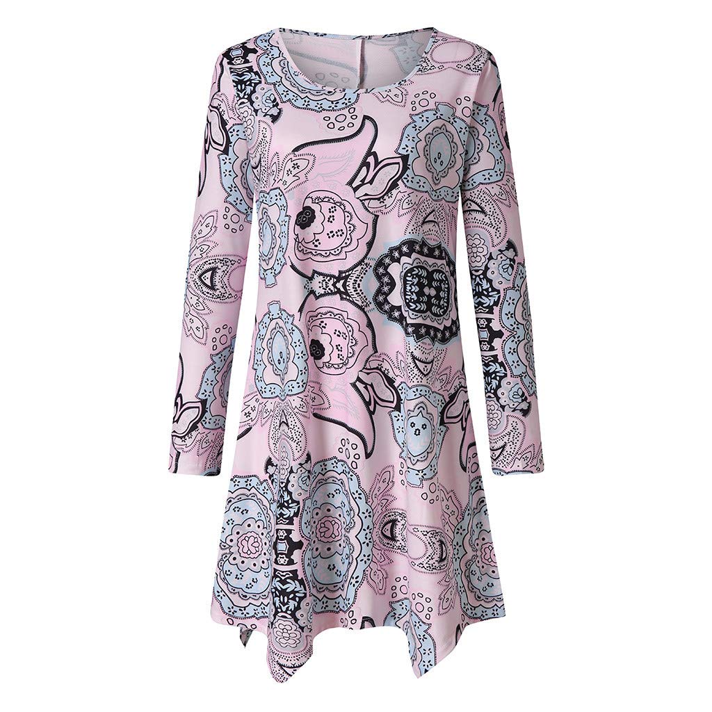 Women's Floral Print Round Neck Summer Dress - Lightweight & Comfortable for Casual Outings, Beach Vacations, and Summer Parties