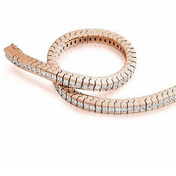 18K Rose Gold Princess Cut Diamond Tennis Bracelet 4.5 CTW G/SI - Elegant Jewelry for Weddings, Anniversaries & Special Occasions