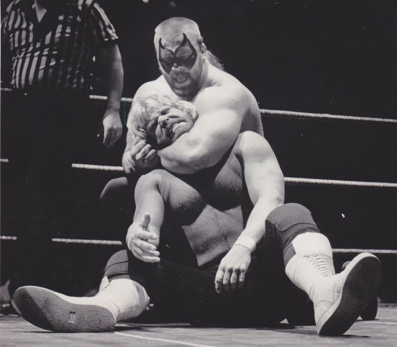 1987 NWA Press Photo Road Warriors vs Midnight Express Vintage Wrestling Promo Photo - Perfect for Wrestling Memorabilia Collectors and Home Decor