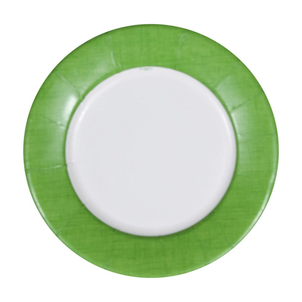 Caspari Moss Green Linen Border Paper Salad & Dessert Plates - Pack of 8 Elegant Disposable Plates for Parties, Picnics & Special Occasions (11371SP)
