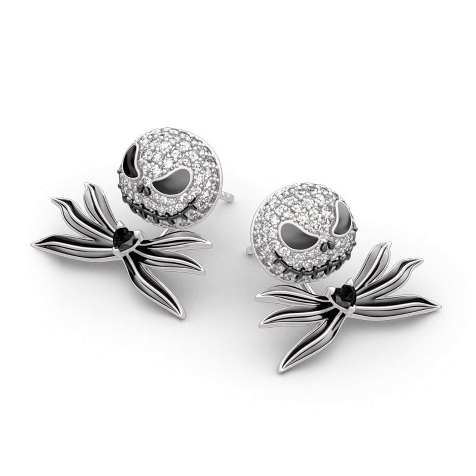 Jeulia Bat Bow Tie Skull Heart Cut Sterling Silver Earrings for Women - Halloween, Christmas, Birthday Gift for Bride, Friend, Wife - Elegant Jewelry Box Included - Perfect for Parties, Weddings & Gothic Fashion