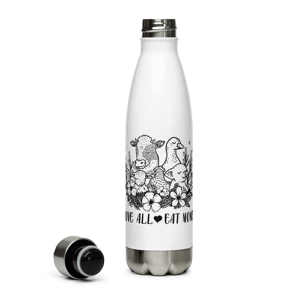 Stainless Steel Insulated Water Bottle 17oz - Double-Walled Vegan Water Bottle for Animal Rights Supporters | Eco-Friendly & BPA-Free | Perfect for Gym, Hiking & Everyday Use