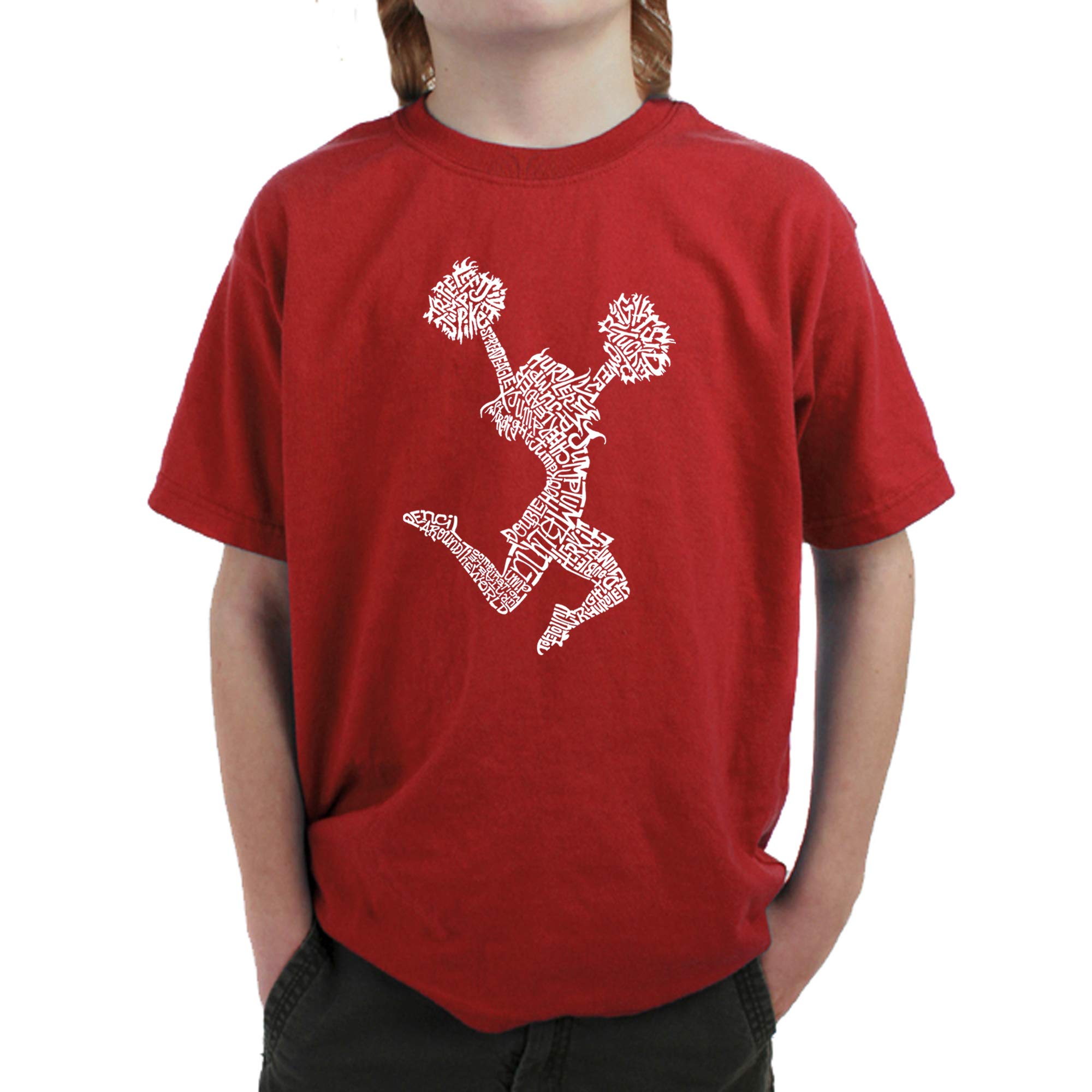 LA POP ART Boys' Word Art Graphic T-Shirt - Cheer Slogan Tee for Kids | Trendy Casual Wear for School, Sports & Everyday Outfits