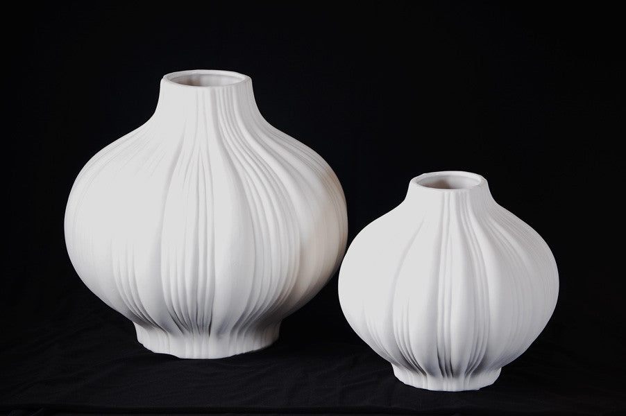 Elegant White Ceramic Vase Set of 2 - Modern Home Decor for Living Room, Dining Table & Wedding Centerpieces