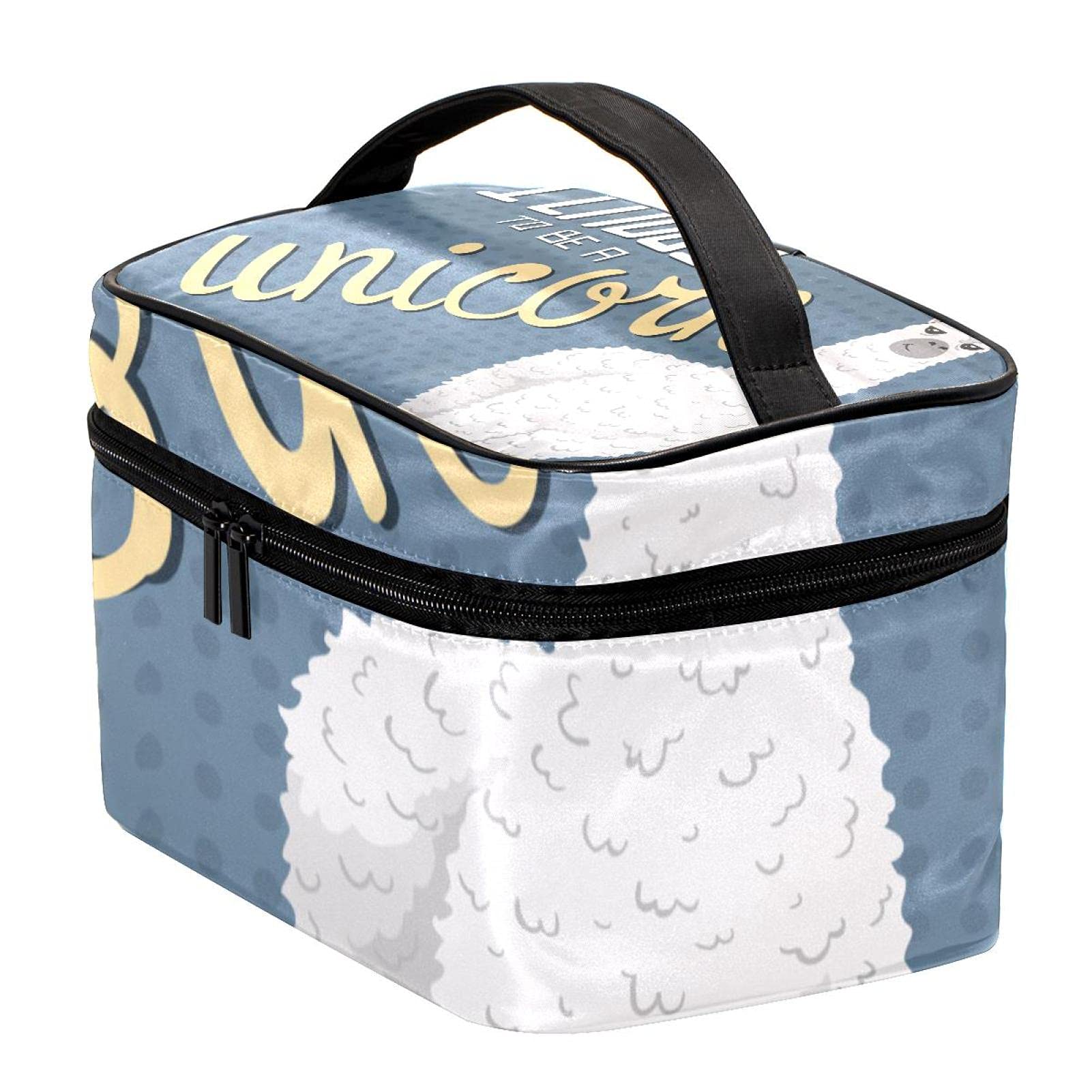 Llama Animal I Choose to Be A Unicorn Travel Makeup Bag - Large Cosmetic Organizer with Zipper for Women & Girls - Perfect for Travel, Gym, and Everyday Use