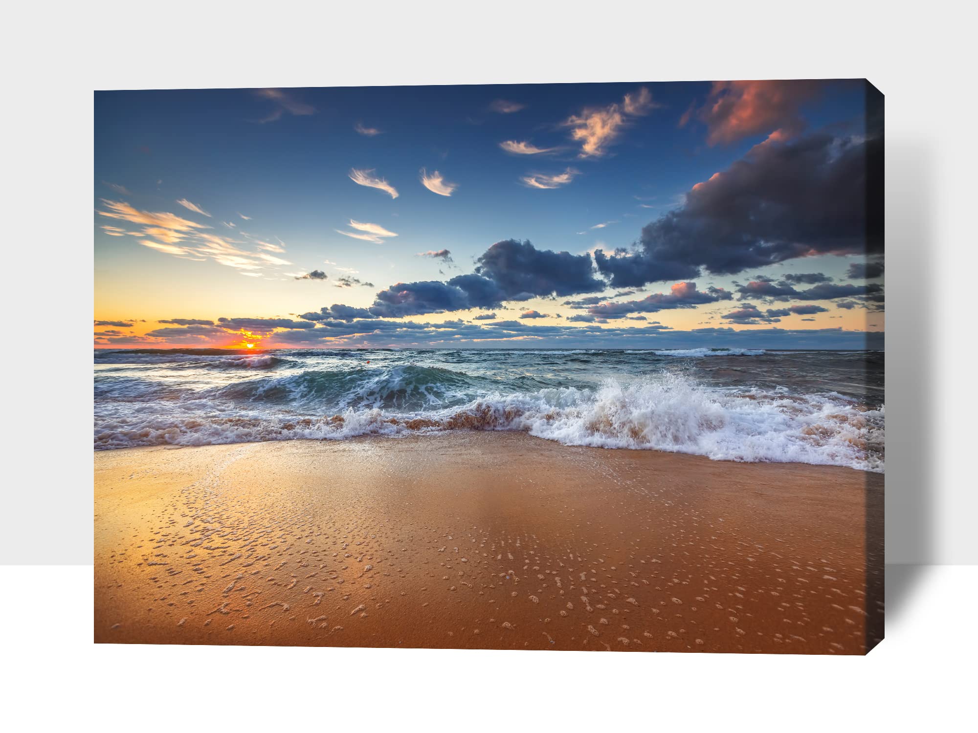 32x48 Inches Beach Wall Art Canvas - Ocean Sunset Pictures for Living Room & Bedroom Decor | Coastal Themed Home Wall Decorations | Perfect for Beach House, Vacation Rental or Seaside Theme Interior Design