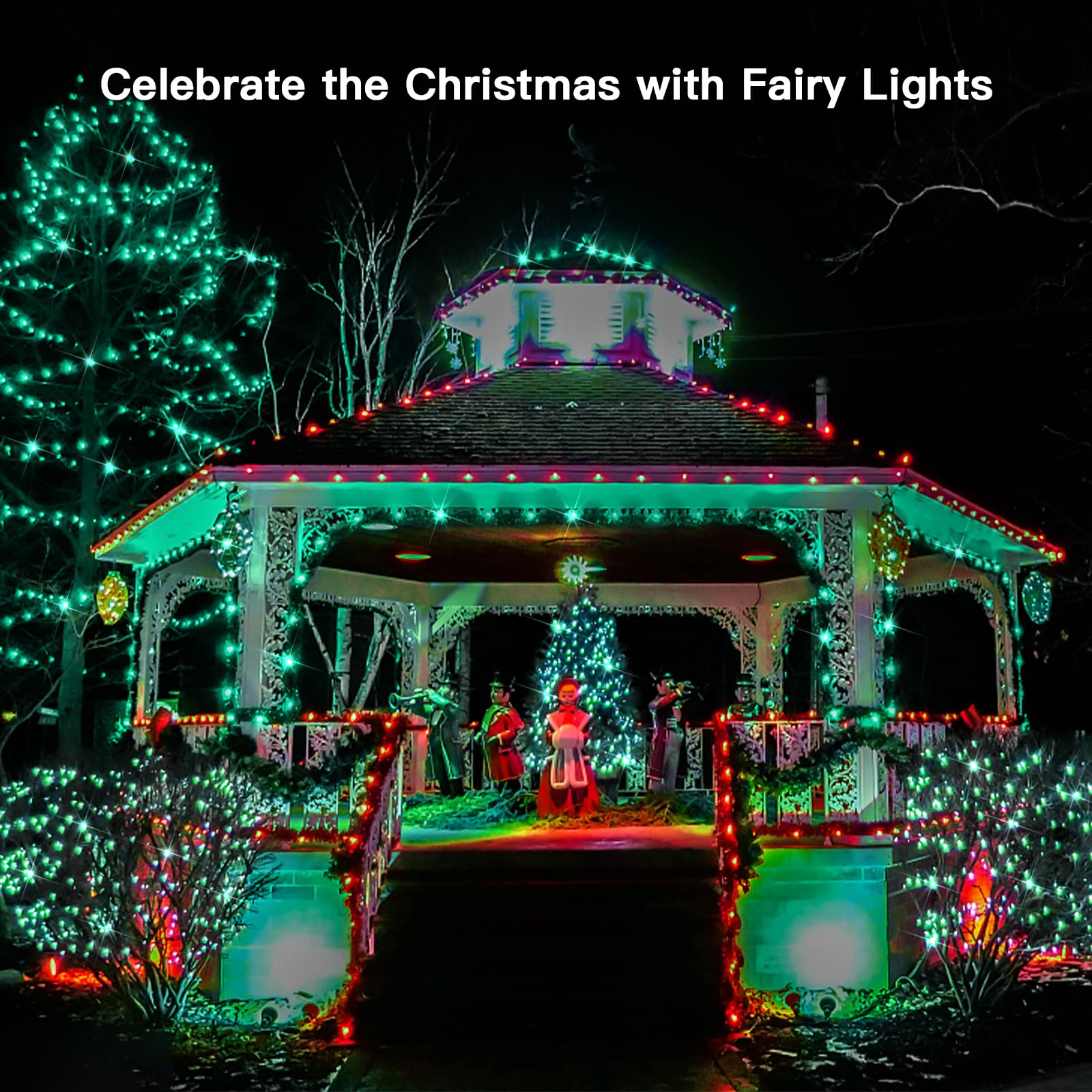 Suddus 33ft 100 LED Green Christmas String Lights with Remote - Battery Operated Fairy Lights for Holiday Decor, St. Patrick's Day, Bedroom, Wreath, Patio, Backyard, Garden & Party - Perfect for Indoor/Outdoor Christmas Tree Decorations, Wedding Centerpieces and Cozy Ambiance Lighting
