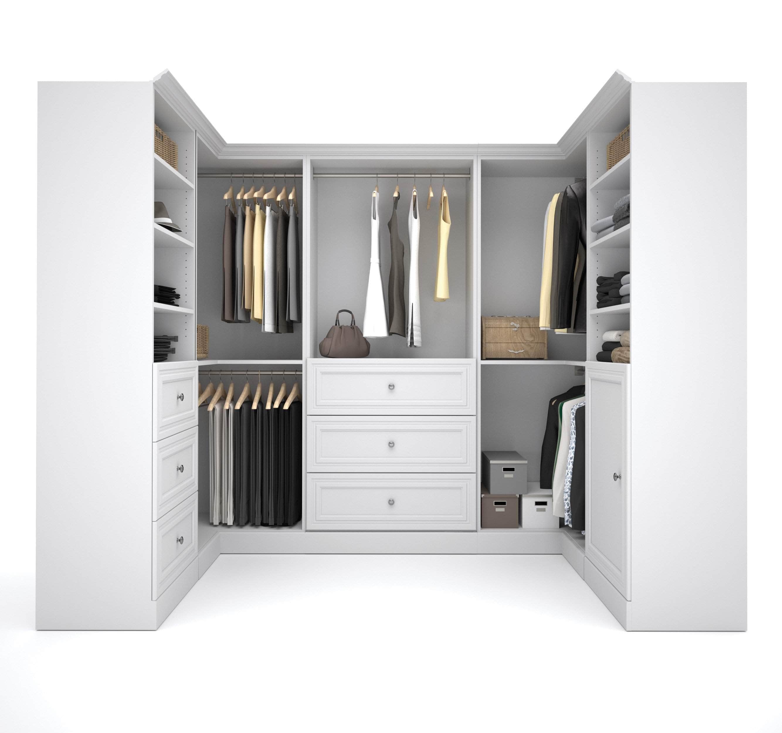 Versatile U-Shaped Walk-In Closet Organizer in White - Perfect for Bedroom, Dorm & Apartment Storage Solutions