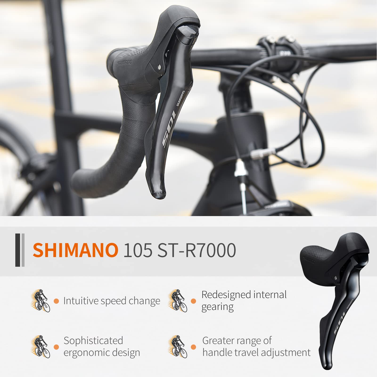 SAVADECK Windwar 5.0 Carbon Fiber Road Bike - 700C Racing Bicycle with Shimano 105 22-Speed Groupset & 25C Tires | Ultra-Lightweight Carbon Frame for Men & Women | Perfect for Road Racing, Endurance Training & Long-Distance Cycling