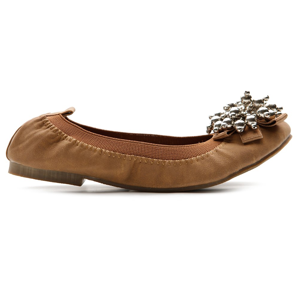 Ollio Women's Ballet Flats with Silver Bead Accent - Soft & Comfortable Dance Shoes for Ballet, Jazz, and Everyday Wear