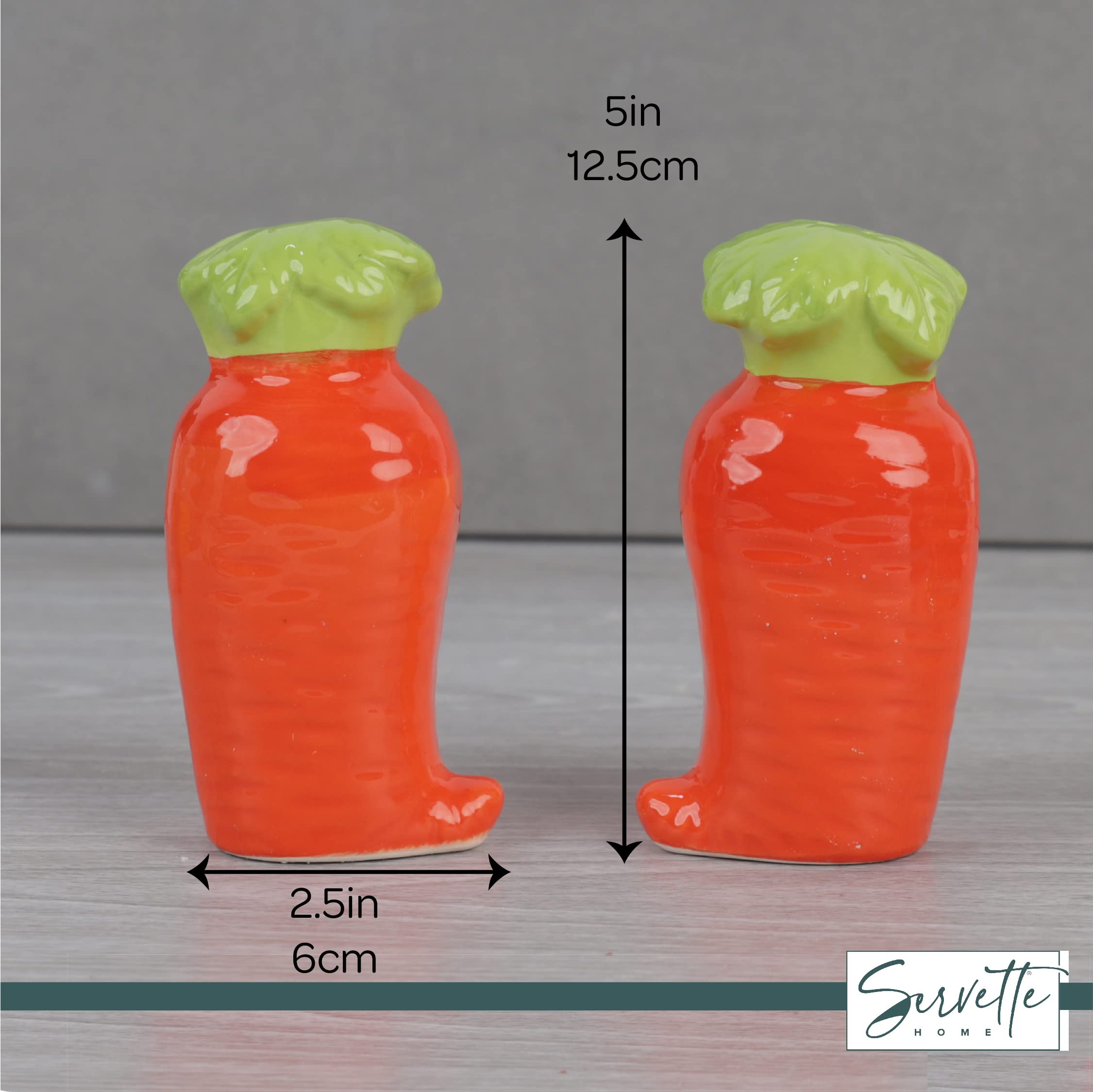 Carrot-Shaped Ceramic Salt and Pepper Shakers Set - Novelty Kitchen Spice Dispensers for Home, Restaurant & Gift Giving