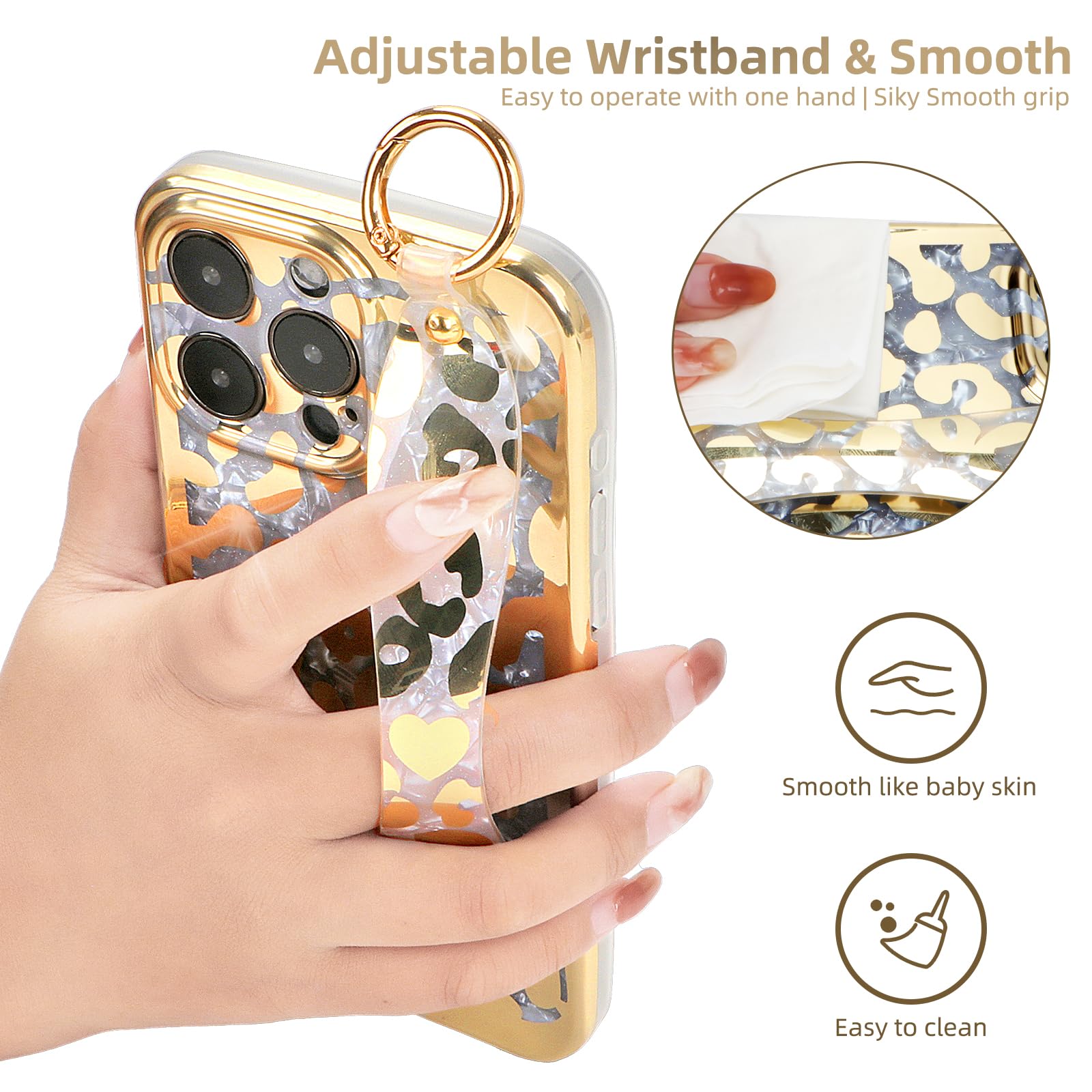 Shockproof Ultra Slim IMD Case for iPhone 12 Pro Max (6.7-inch) - Cheetah Print Wristband & Kickstand Cover | Perfect for Gym, Outdoor Activities & Everyday Protection (Leopard Skin Pattern)