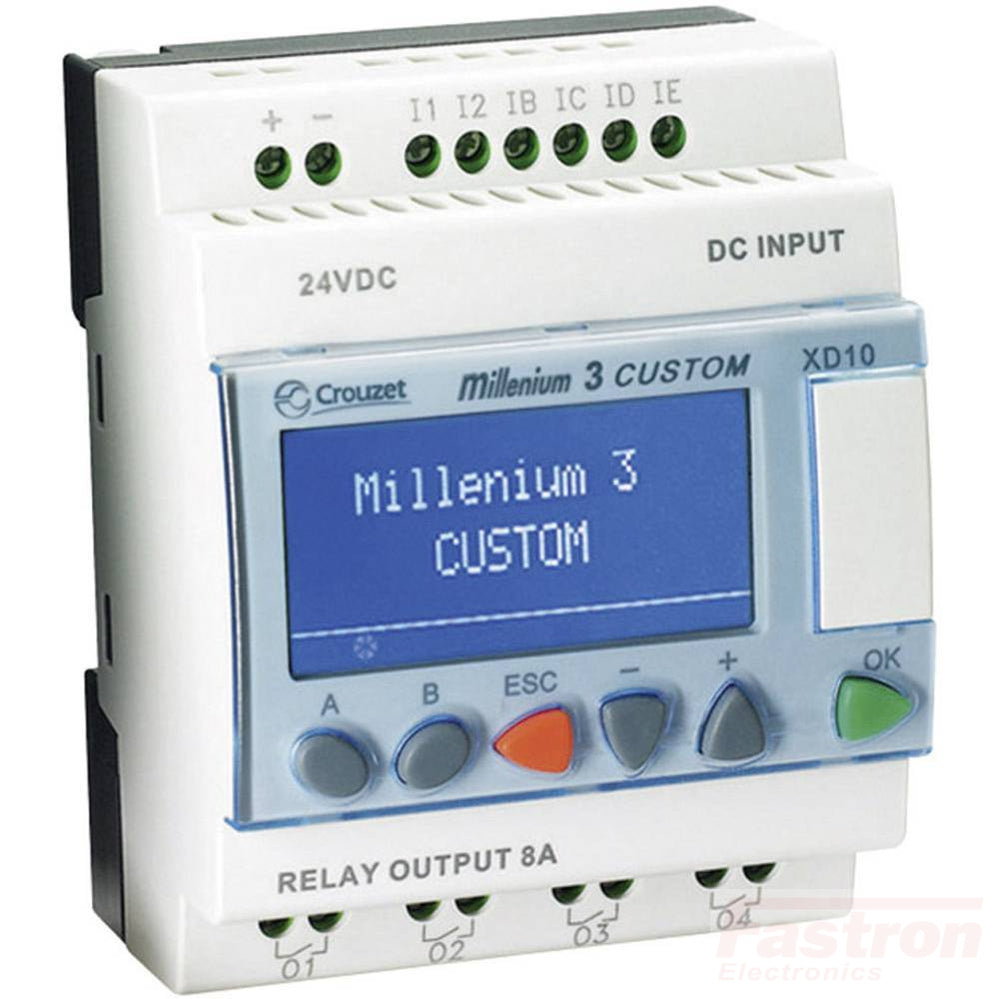 Millennium 3 Essential PLC XD10 6I/4O R - 6 Digital Inputs, 4 Analog Inputs, 10 Relay Outputs with PWM - 24VDC Industrial Automation Controller for Factory Machines & Process Control