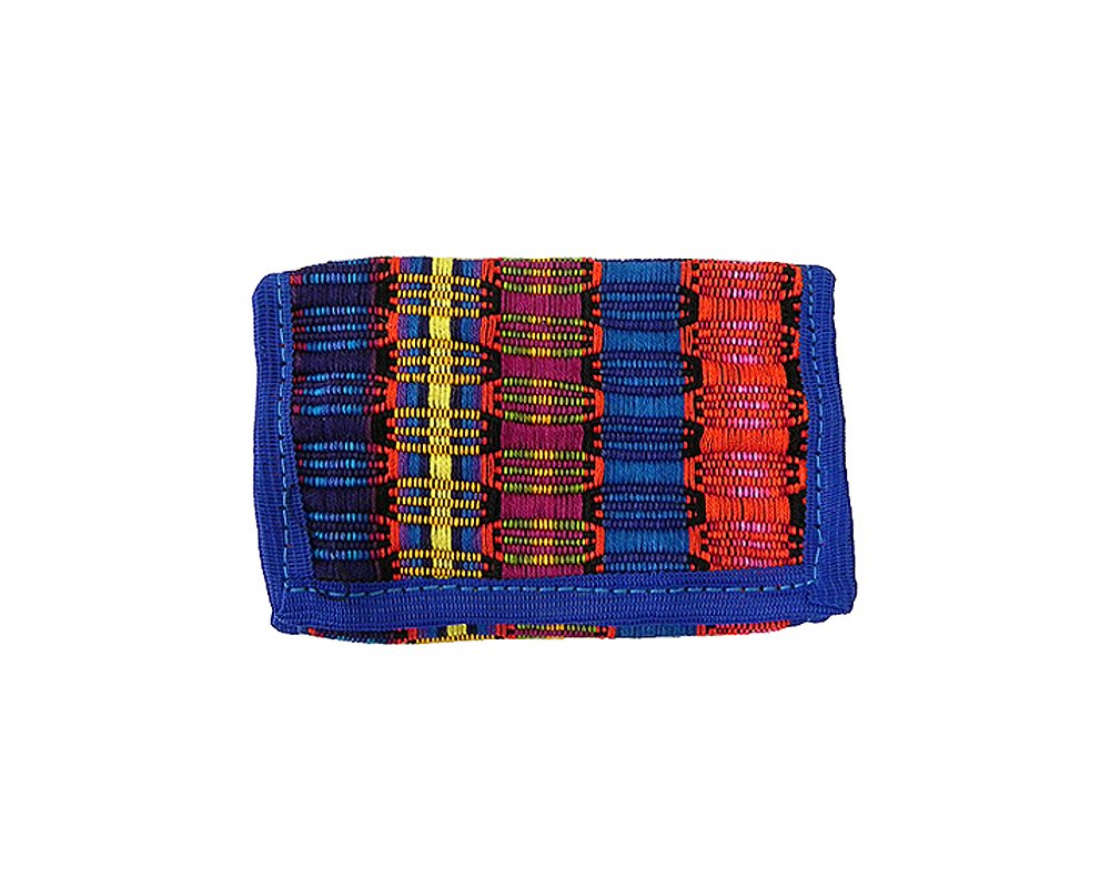 Multicolored Woven Striped Slim Soft Trifold Wallet Coin Purse with Card Slots - Handmade Boho Fashion Wallet for Women & Men | Perfect for Travel, Daily Use & Gift Giving (Blue)