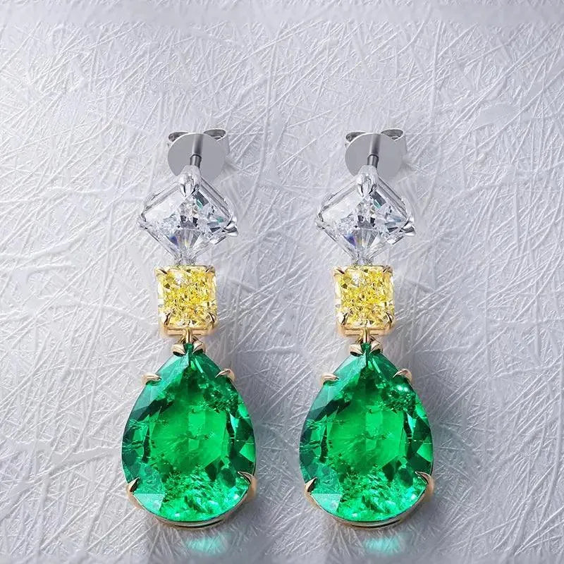10K Gold Lab-Created Emerald Earrings with Moissanite – Hydrothermal Emerald Fine Jewelry for Women – Perfect for Parties, Weddings & Gifts