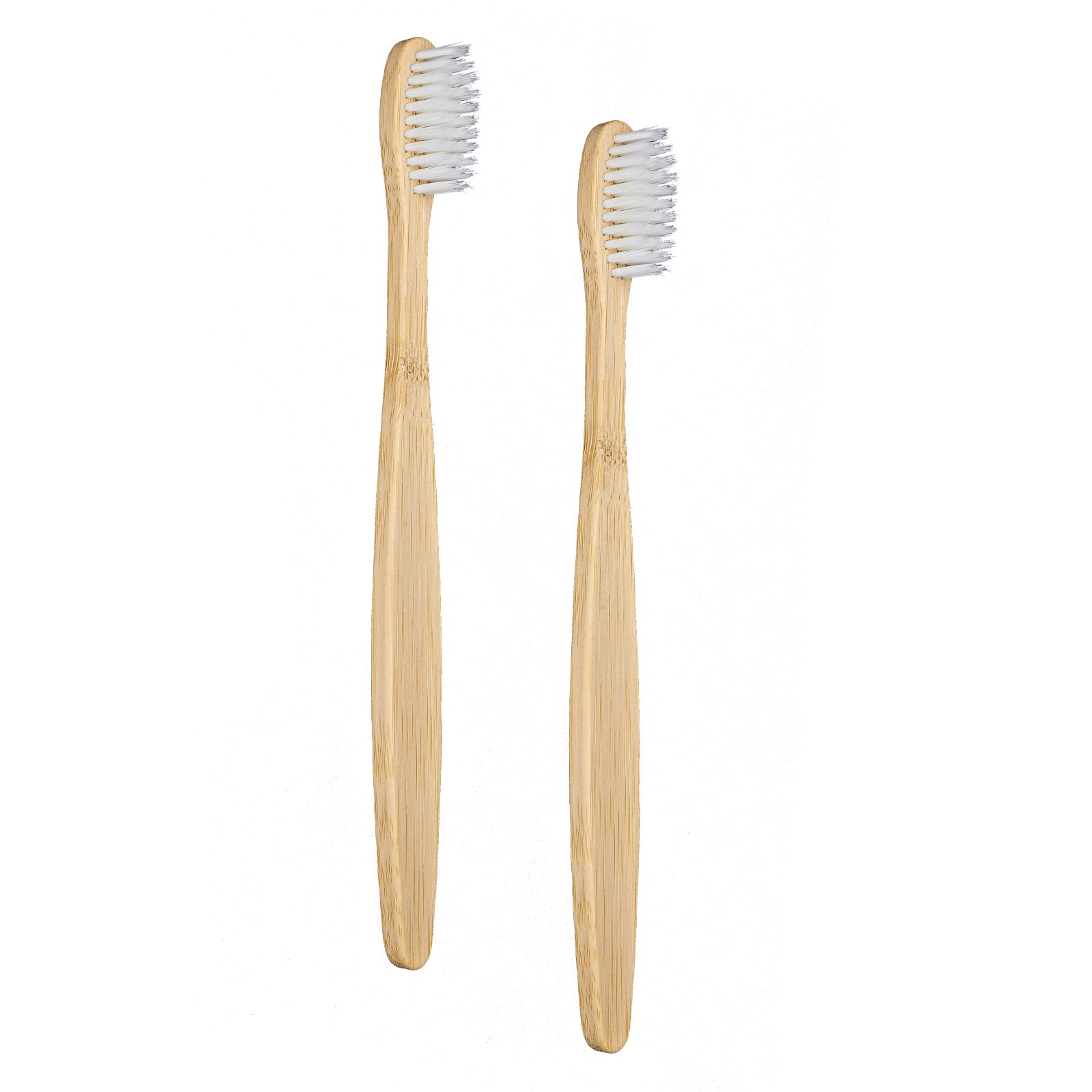 SEVENHEAD 2 Pack Bamboo Toothbrushes with Soft Bristles - Natural Biodegradable Eco-Friendly BPA-Free Wooden Toothbrushes for Adults (White) - Perfect for Travel, Camping & Sustainable Bathroom Essentials