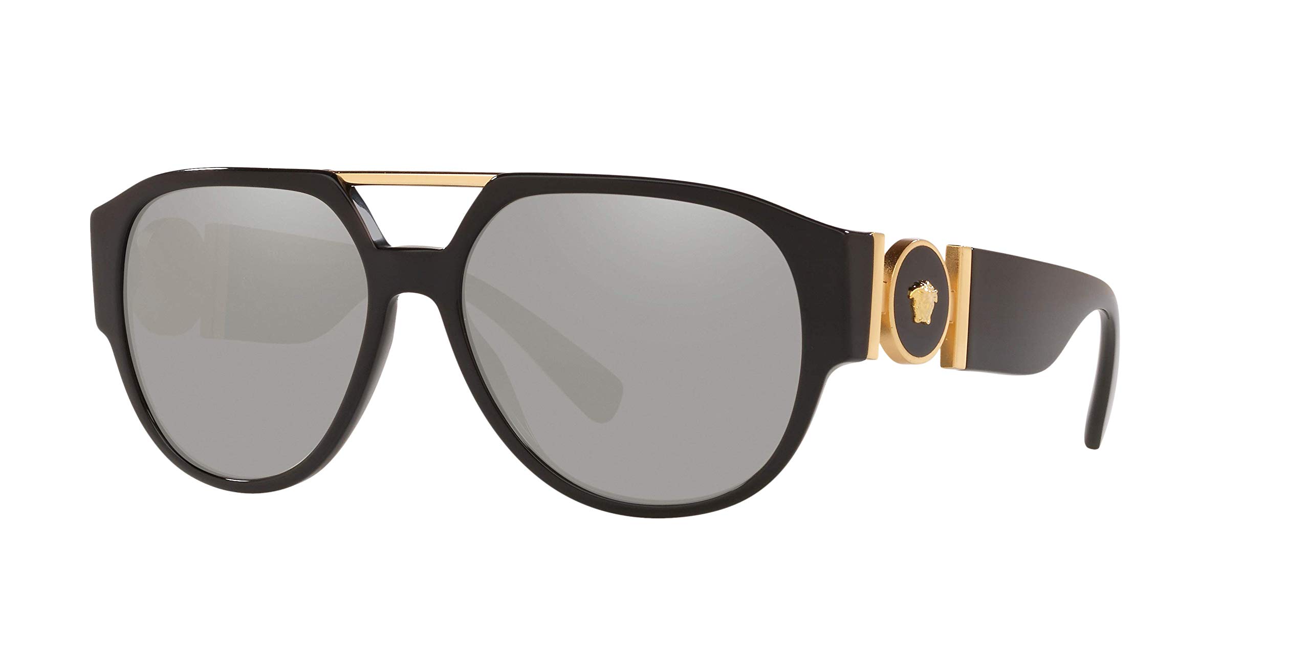 Versace Men's Sunglasses - Black Frame with Dark Grey Polarized Lenses (58mm) | UV Protection, Luxury Fashion Accessory for Outdoor Activities, Beach & Driving